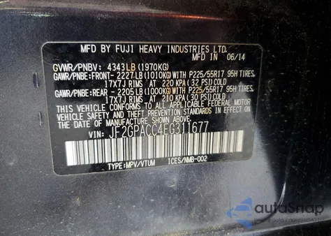 2014 Subaru Xv Crosstrek 2.0 Premium z USA, uszkodzony, nr VIN JF2GPACC4EG311677